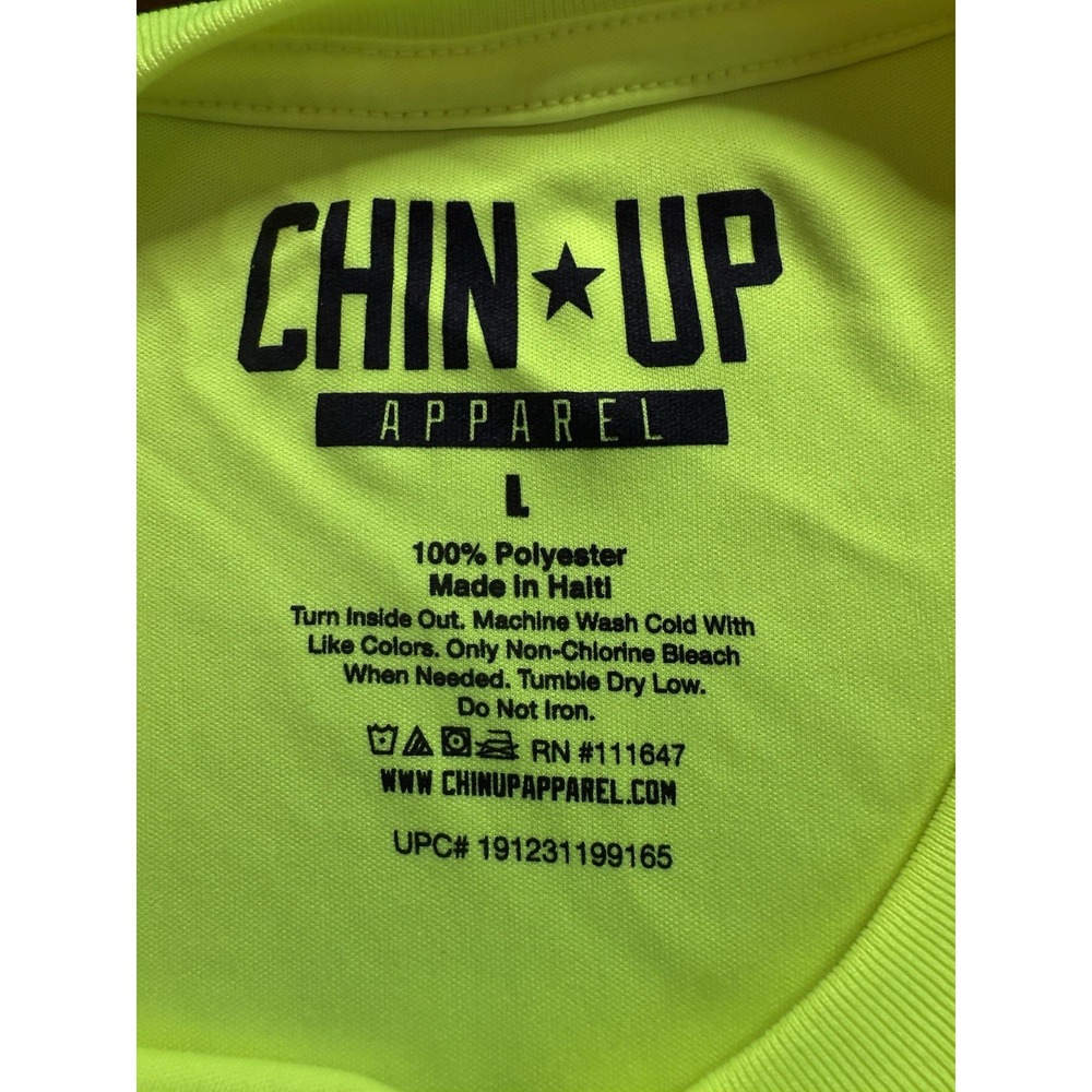 Chin up Leg day athletic shirt size large Neon yellow - Picture 3 of 3